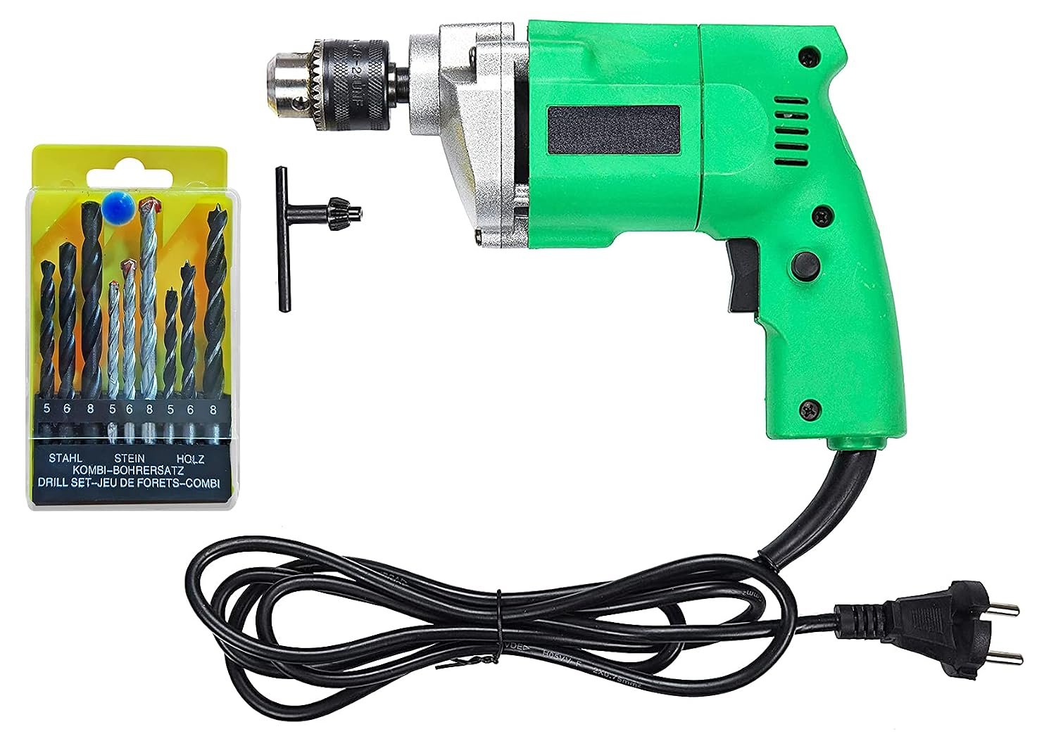 10 mm Powerful Electric Drill Machine with 9 Pieces Drill Bit Set - CMDRL9PCBIT