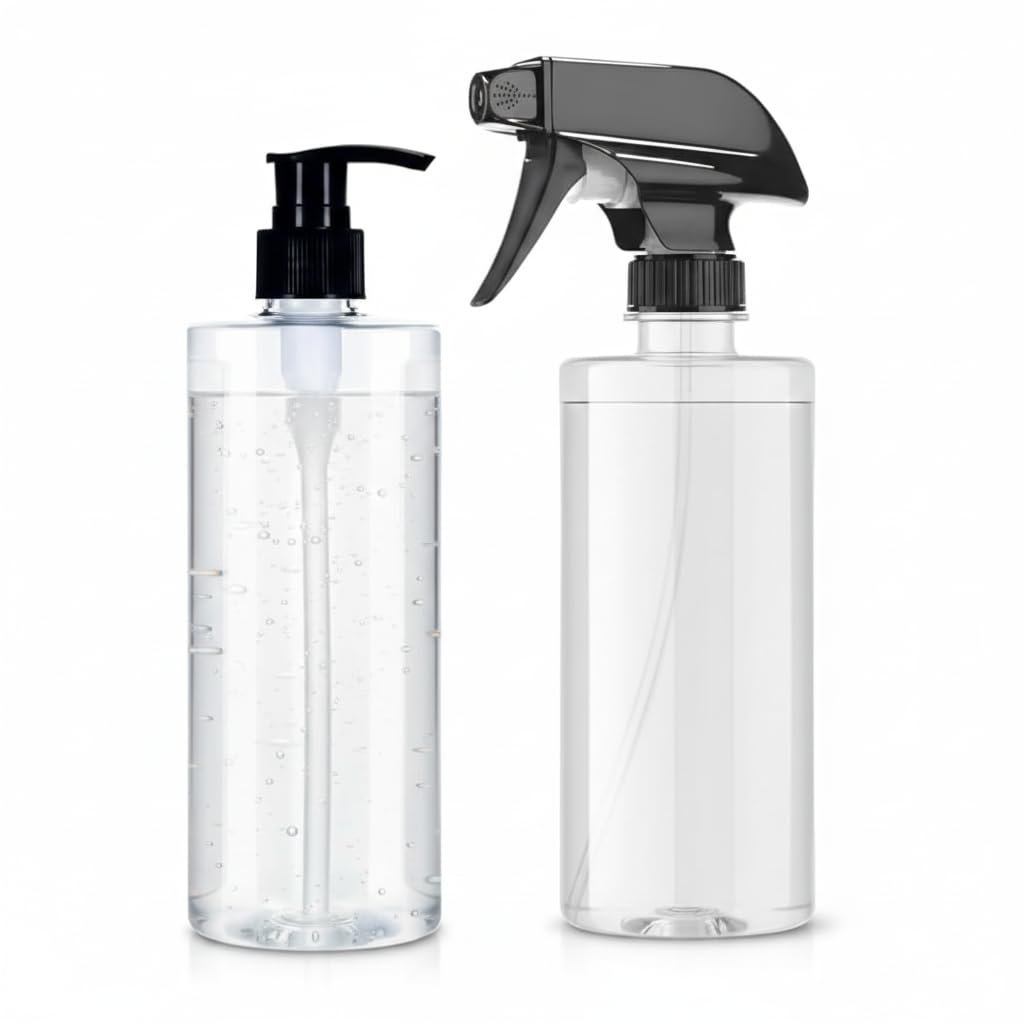 ERZA 500ml Dispenser Bottle | Transparent Refillable Trigger Spray Bottle for Sanitizer,Lotion, Cleaning, Hair, Gardening & Multi-Purpose Use | Leak-Proof Plastic Spray Bottle, Pack of 2