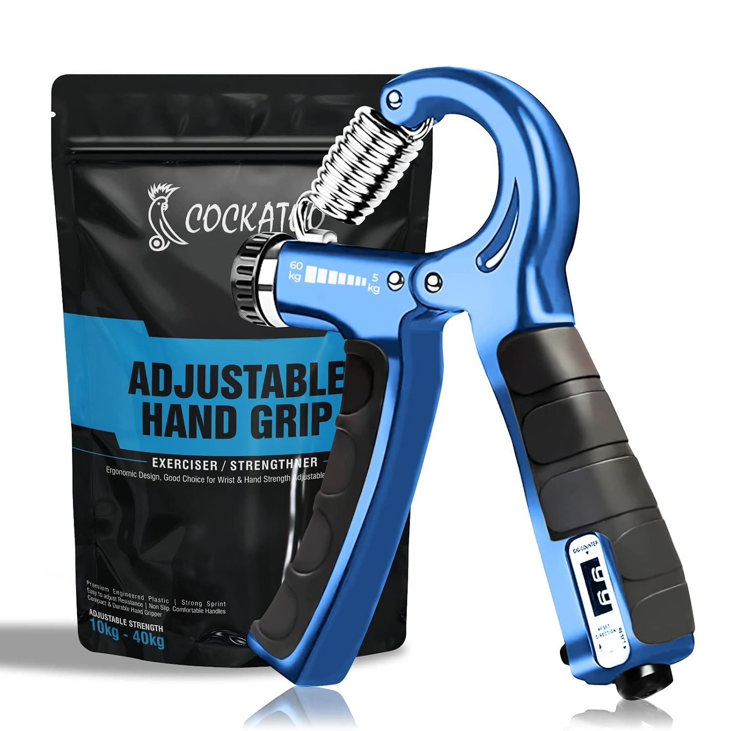 Cockatoo Counter Hand Grip Strengthener|(5 KG - 60 Kg) Adjustable Hand Grip| Hand Gripper for Men & Women| Digital Hand Grip Strengthener