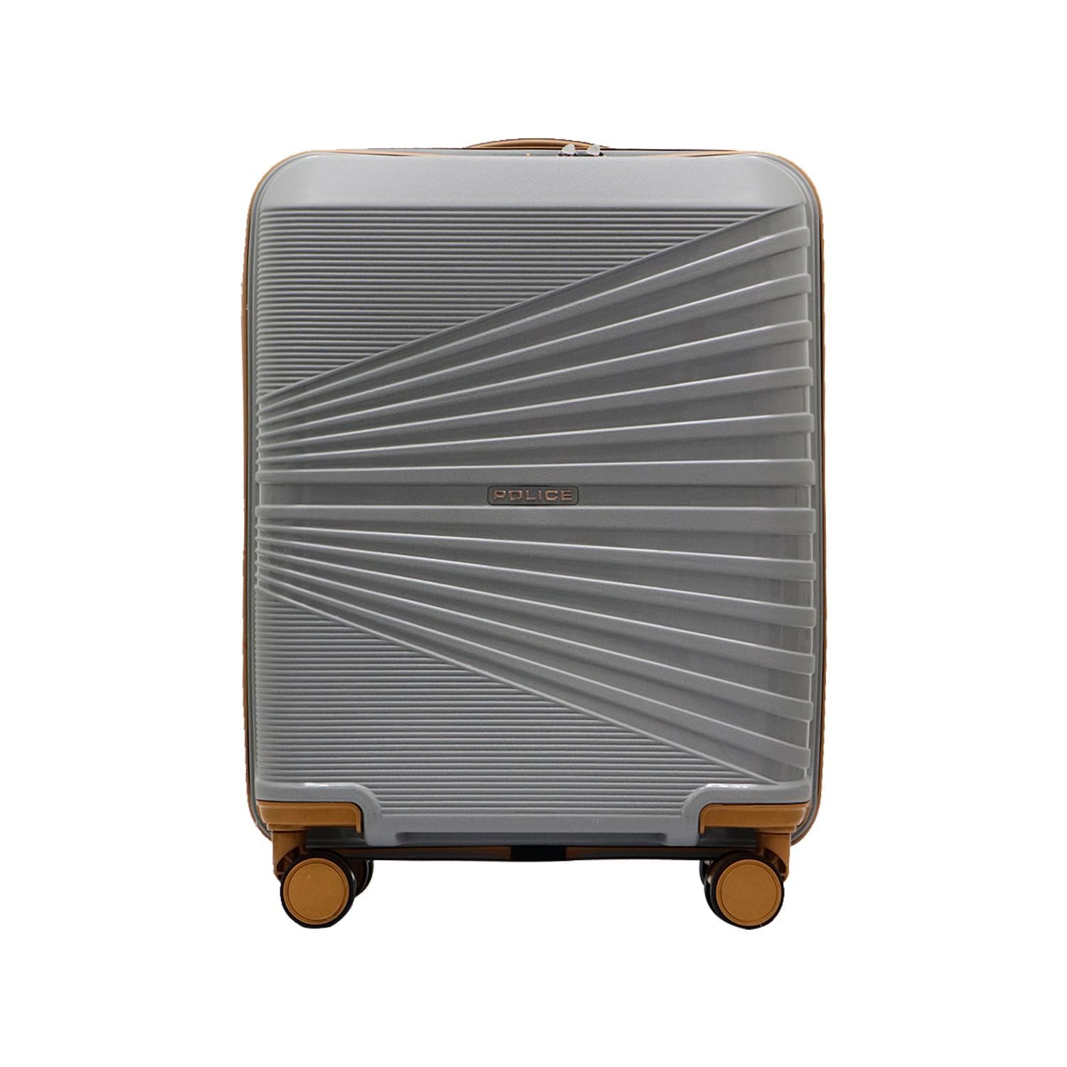 Police Origine Cabin Trolley | 65L Capacity TSA Lock 8 Smooth 360° Spinner Wheels Telescopic Handle PP Hard Shell | Lightweight 20" Cabin Luggage for Travel & Weekend Trips (Beige/TAN) (Grey/T
