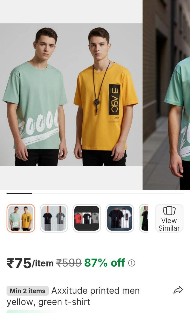 axxitude printed men yellow green t shirt
