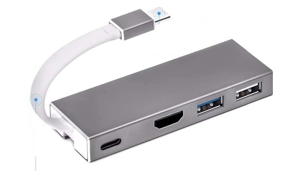 Thunderbolt 3 Dock Type-c to HDMI 4K USB3.0 Hub USB2.0 with USB-C PD Charge Adapter Compatible with MacBook Pro Huawei Matebook, Grey (D0406)