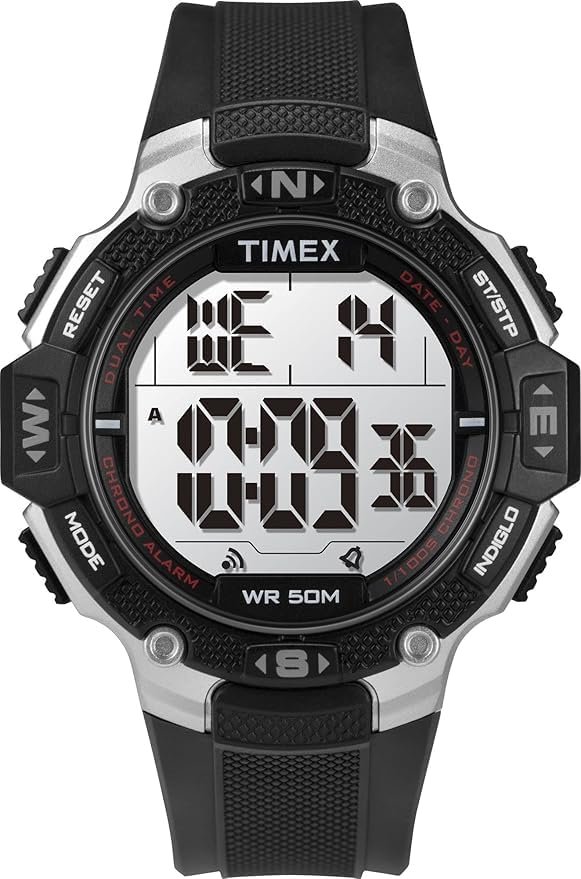 TIMEX DGTL Digital Watch for man with Green Round Dial & Black Resin Bracelet Band Water Resistant Men's Wrist Watches - TW5M41200JQ