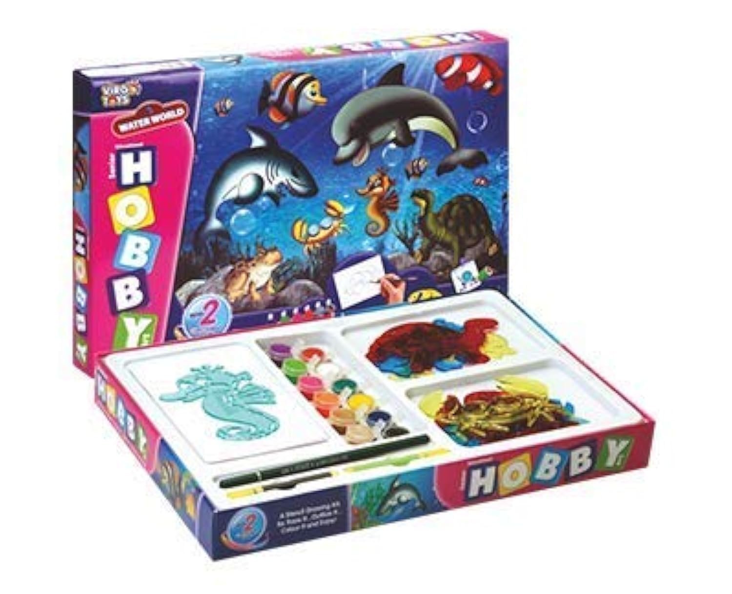 Smart Picks Hobby Arts Senior Water World Stencil Art & Craft kit with Glitter Colors