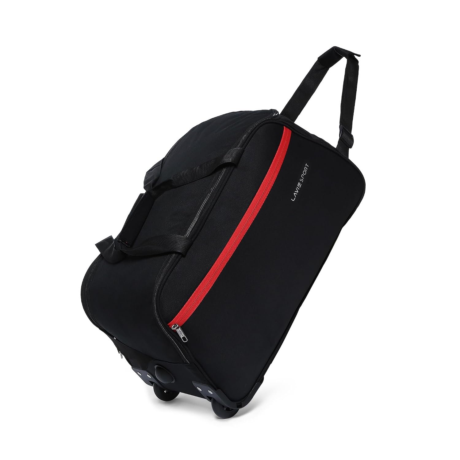 Lavie Sport Polyester Lino M Medium Size 57 Cms Duffle Wheeler Bag|2 Wheel Duffle Bag|Duffle Bag With Adjustable Handle, 57 x 27 x 30 Centimeters, Black