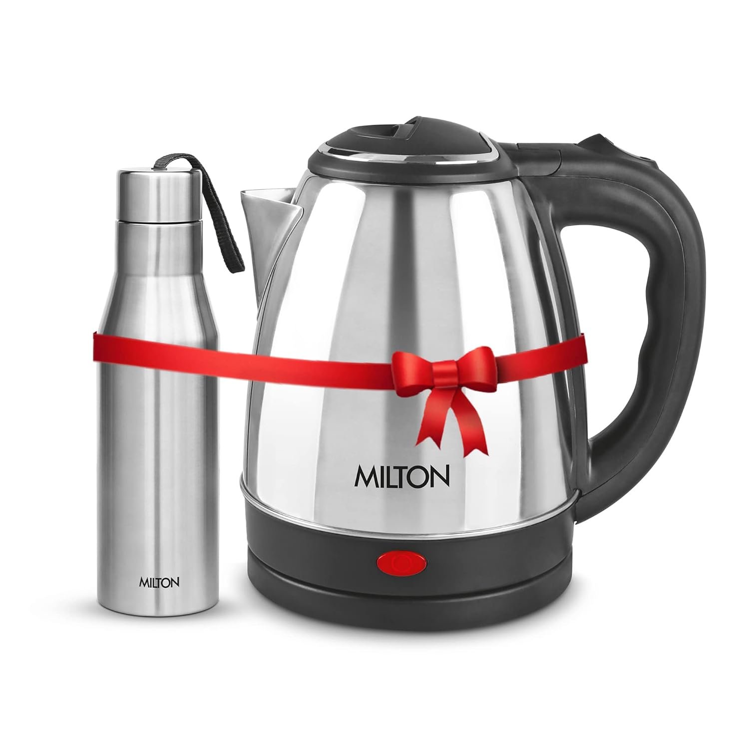 Milton Go Electro Stainless Steel Electric Kettle 1500 + Super 750 Thermosteel Bottle, Super Fast Boiling with 3X Protection Kettle-Overheat, Dry Boil Protection, Leak Proof, Vacuum Insulated, Silver