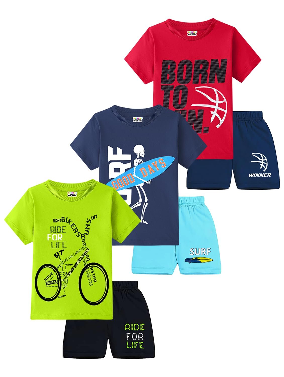 Kuchipoo Boys Regular Fit Cotton T-Shirts and Shorts Set