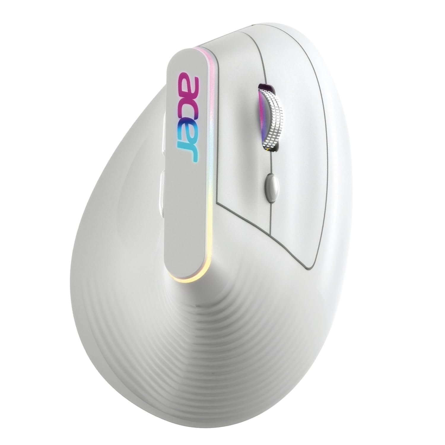 Acer Ergo Vertical Wireless Mouse | Silent 6D Buttons & Scroll Wheel | 4 DPI Setting 1200-3200 | 2.4GHz + Bluetooth Dual Mode | Rechargeable 500mAh Battery | ABS I RGB Glow | Ergonomic Design I Wh