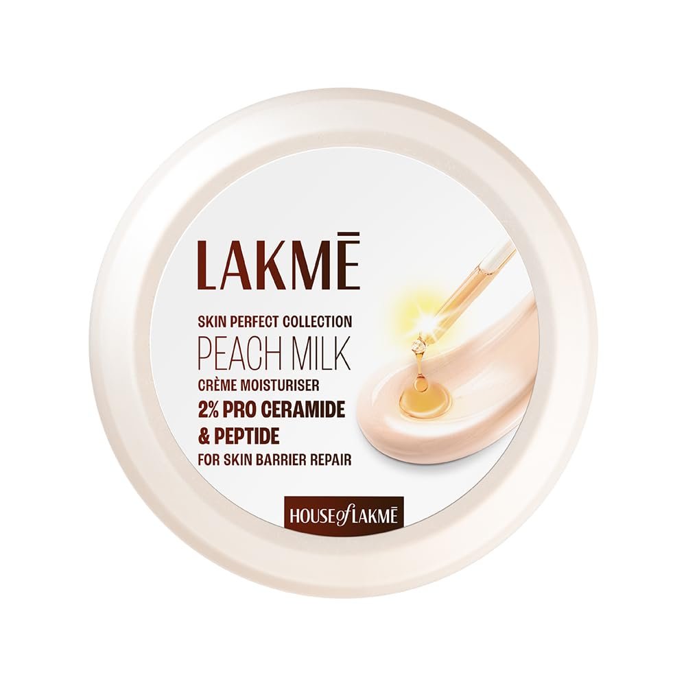 Lakmé Peach Milk Creme Moisturizer with 2% Pro-Ceramide & Peptides | Repairs Damaged Skin Barrier & Gives Intense Hydration | For Dry, Normal & Sensitive 200g