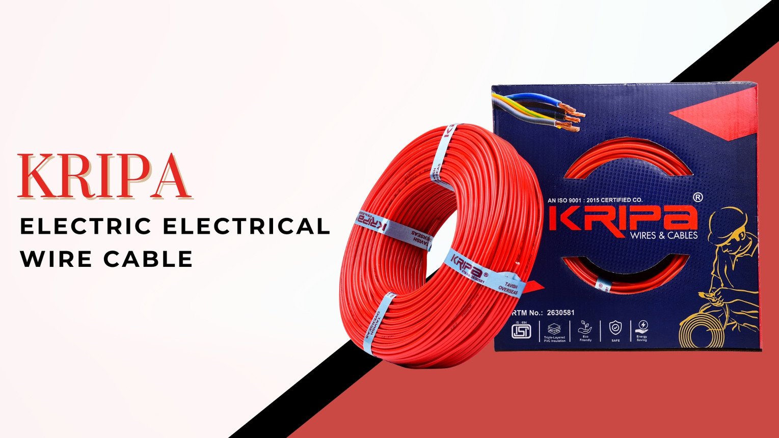 kripa fab gold 0 75 sqmm copper multi strand 90m house fitting fr pvc wires cables sq mm red 91 m wi