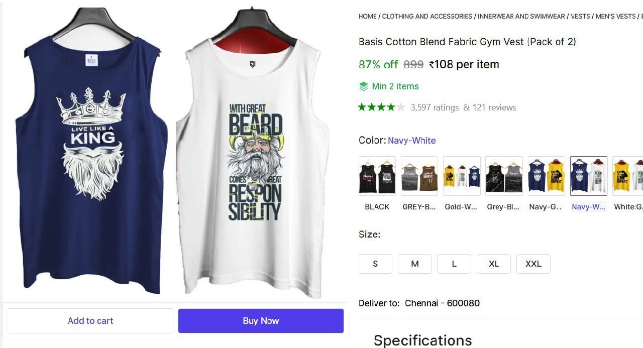 basis cotton blend fabric gym vest