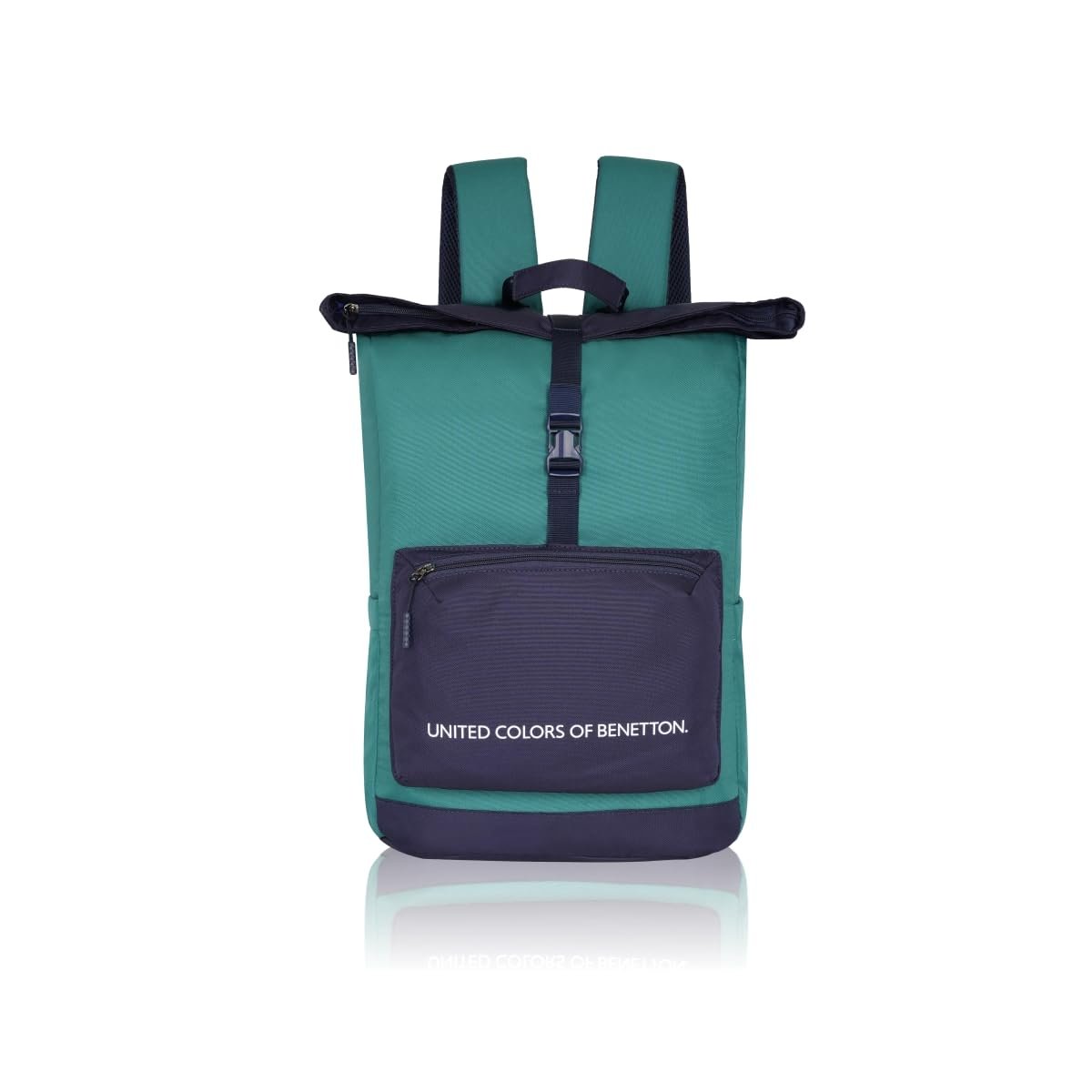 United Colors of Benetton Grand Slam 30L Roll-Top Backpack, Fits 14-inch Laptop, Secure Buckle Closure, for Travel & Gym, with 1-Year Warranty