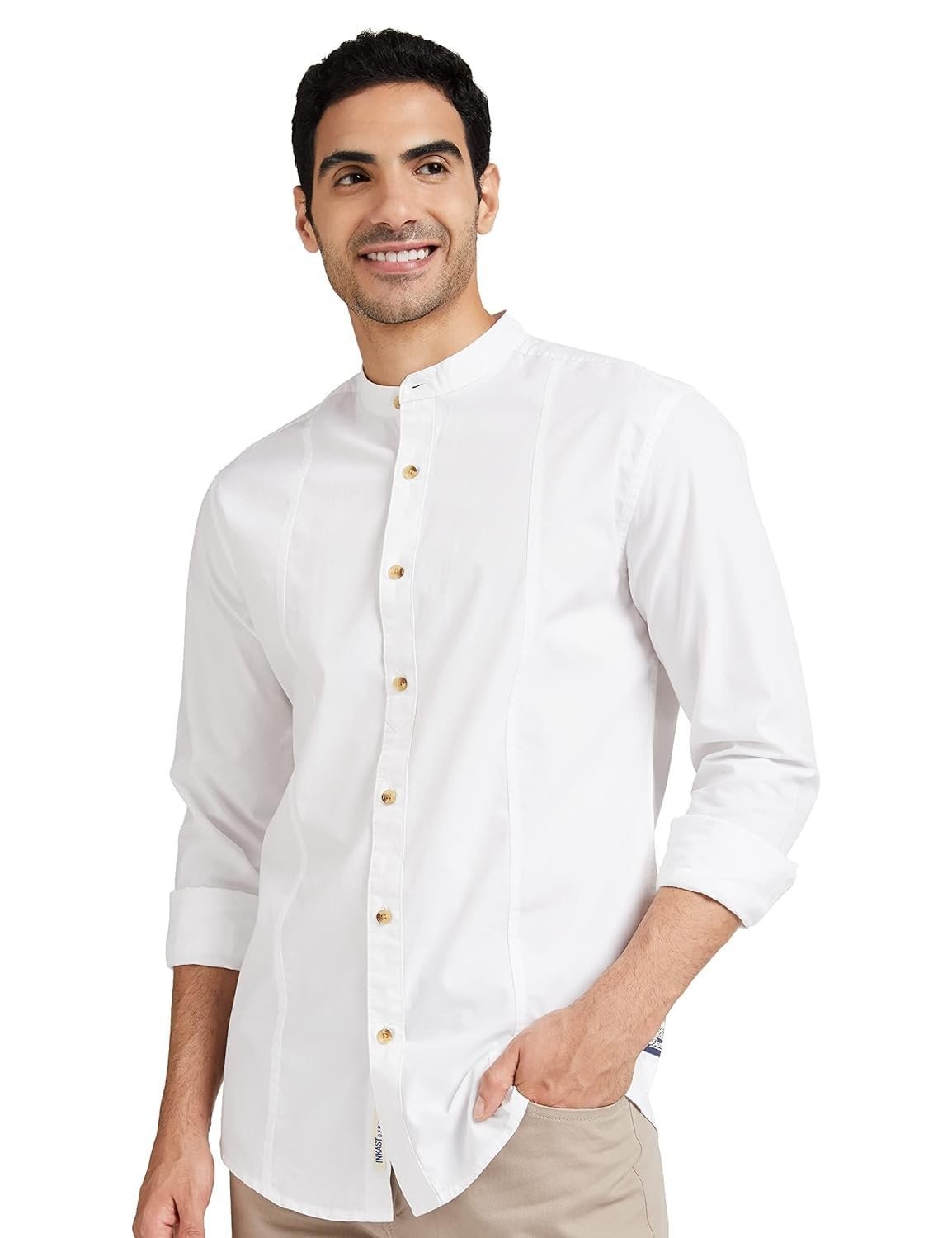 Amazon Brand - INKAST Men's Solid Slim Fit Casual Shirt