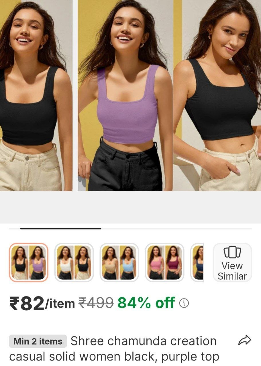 shree chamunda creation casual solid women black purple top