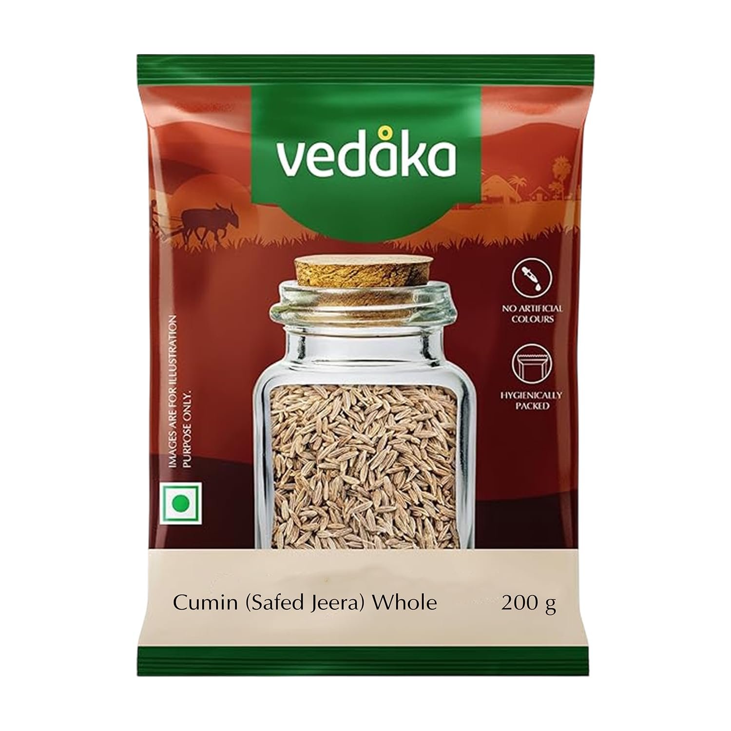 Amazon Brand - Vedaka Cumin (Safed Zeera) Whole | 200 g | Jeera Seeds | No Artificial Colours & Preservatives