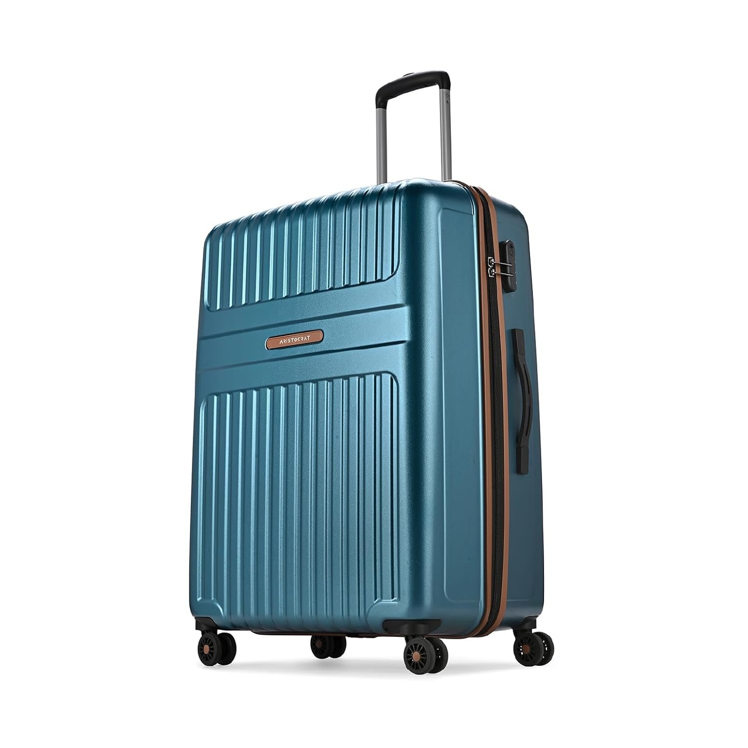 Aristocrat Atlas Medium Polycarbonate Hard Case 8-Wheel Trolley Bag, Blue
