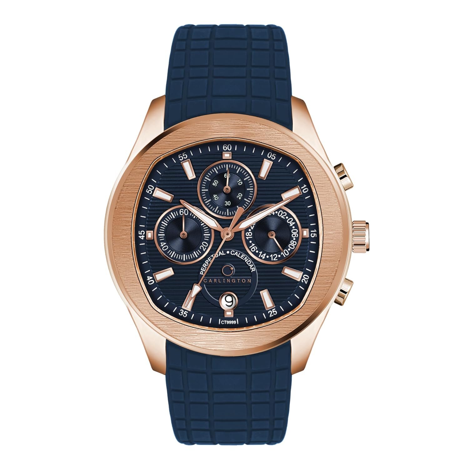 Carlington Legacy Series Men's Analog Chronograph Watch | Premium Silicone Strap | Elegant Luxury Business Sports Wrist Watch for Men & Boys - Model CT 9999