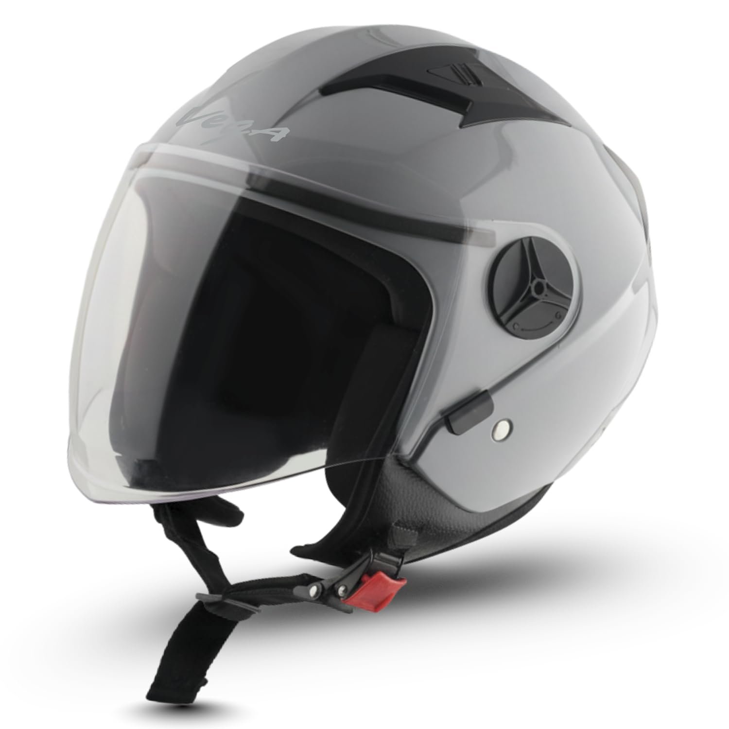 Vega VO-05 Clark ISI Certified Open Face Motorcycle Helmet with High-Impact ABS Shell, UV-Resistant Scratch-Resistant Visor, Comfortable Breathable Inner Padding & Secure Fit – Nardo Grey - L
