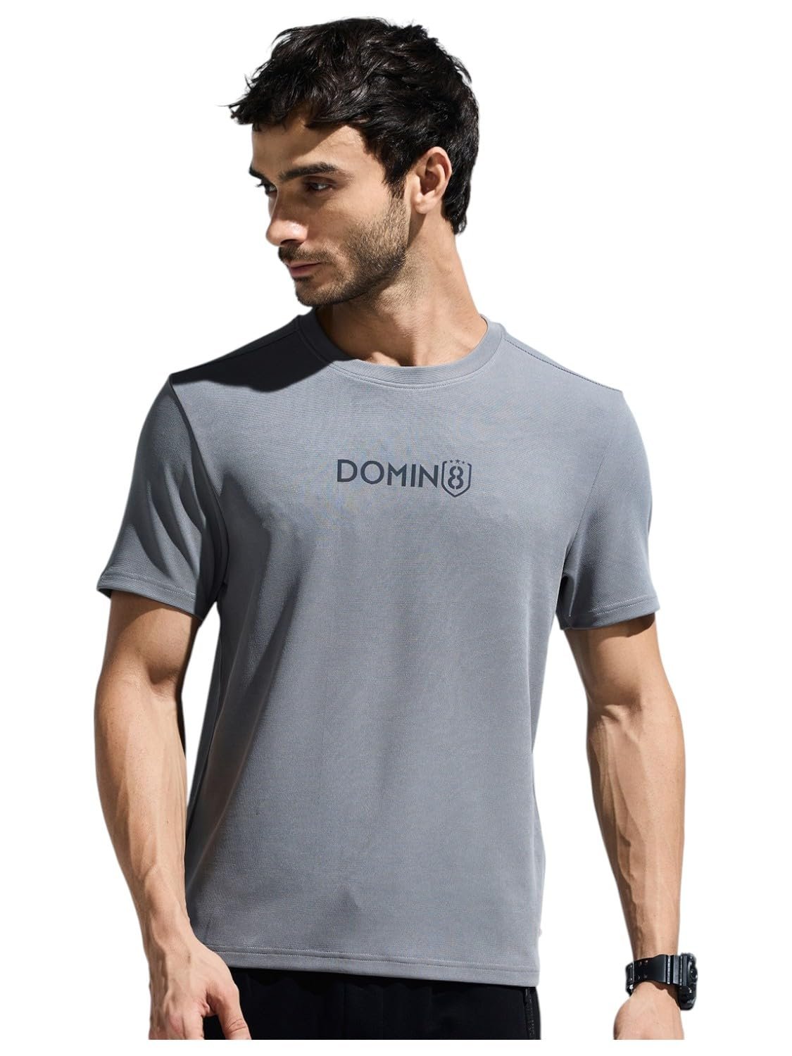 Men Wrinkle Resistant Moisture Wicking T-Shirt with Stylish Chest Logo|Men Sports Tshirt|Moisture Wicking T-Shirt