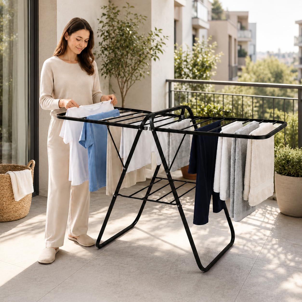 Lifelong Foldable Cloth Drying Stand | Compact Laundry Rack with Iron Frame | Anti-Skid Legs | Durable & Space-Saving Cloth Dryer | Ideal for Drying Clothes Indoors or Outdoors (LLHICDR04)