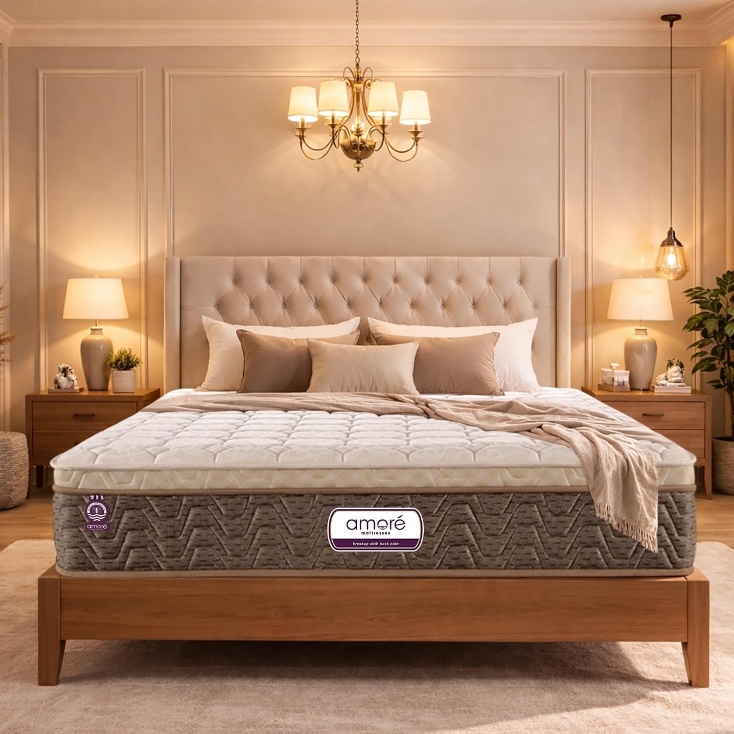AMORE Medico 8-Inches Plush Quilted Eurotop Pocket Spring Mattress|72x48x8 Double Size|Medium Soft|7-Zone Motion Isolation|CertiPUR-US Certified HR Foam|CertiGuard Technology