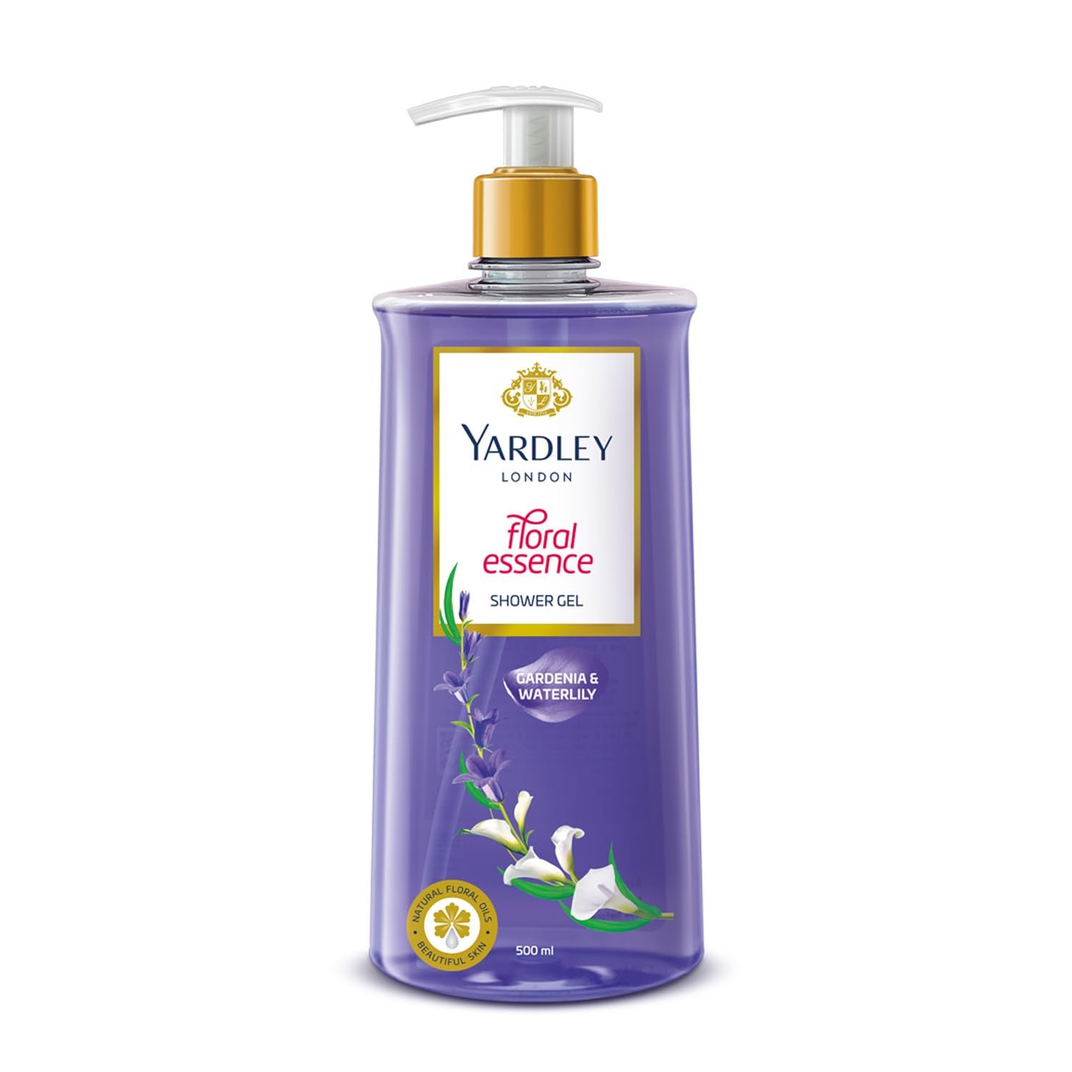 Yardley London| Shower Gel| Floral Essence| With Natural Floral Oils Of Gardenia & Waterlily| No Parabens| No Silicones | 500ml