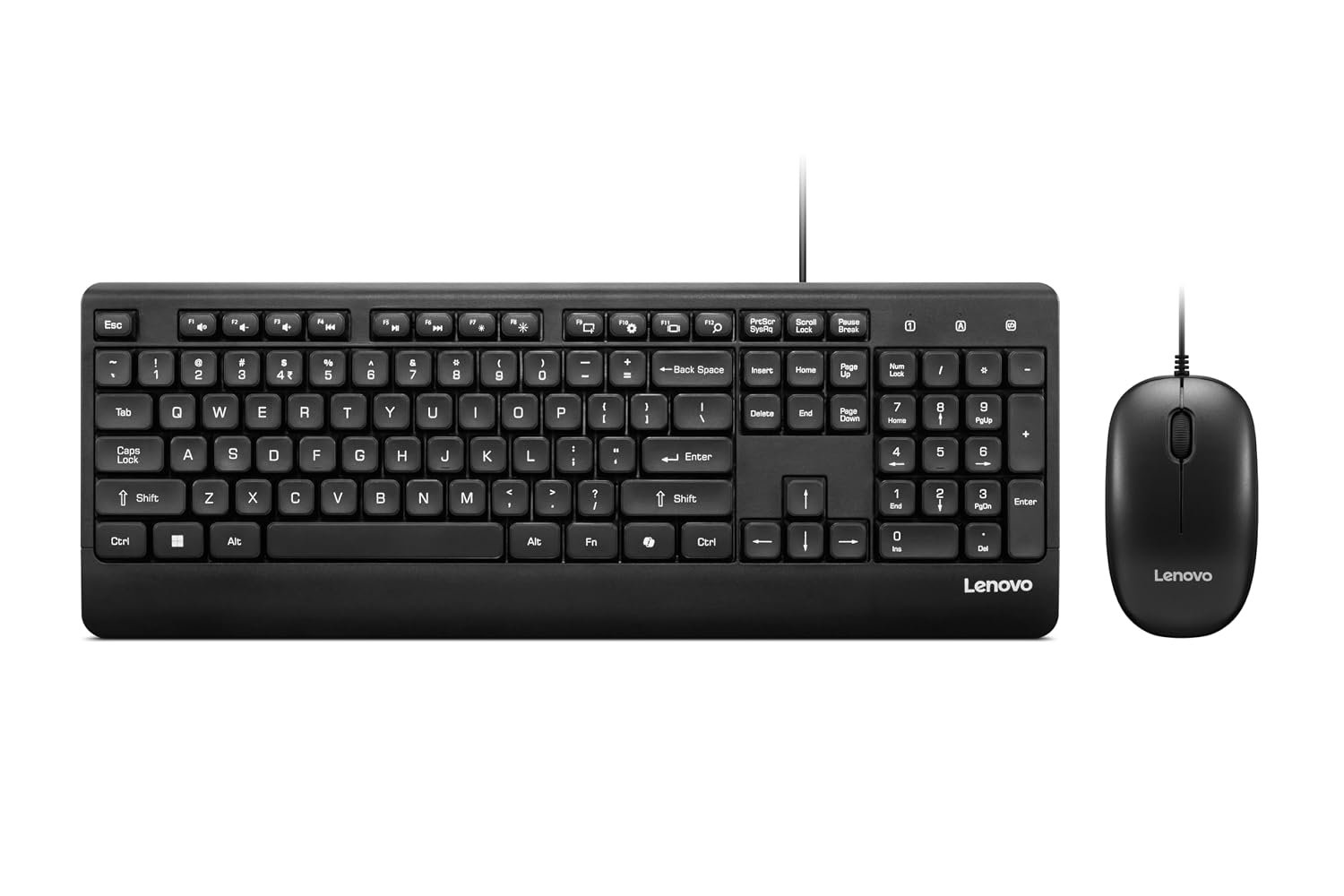Lenovo 110 Keyboard & Mouse Wired Combo| Waterproof Exoskeleton | Splash Proof Keys| 1600 DPI Full Size Mouse | Non-Slip Scroll Wheel| One-touch Co-pilot key| Adjustable Keyboard Stand | 3 Yr Warr