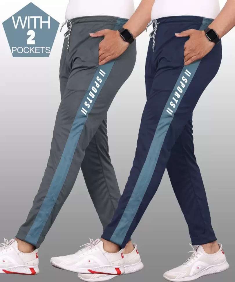 malakar striped men grey blue track pants