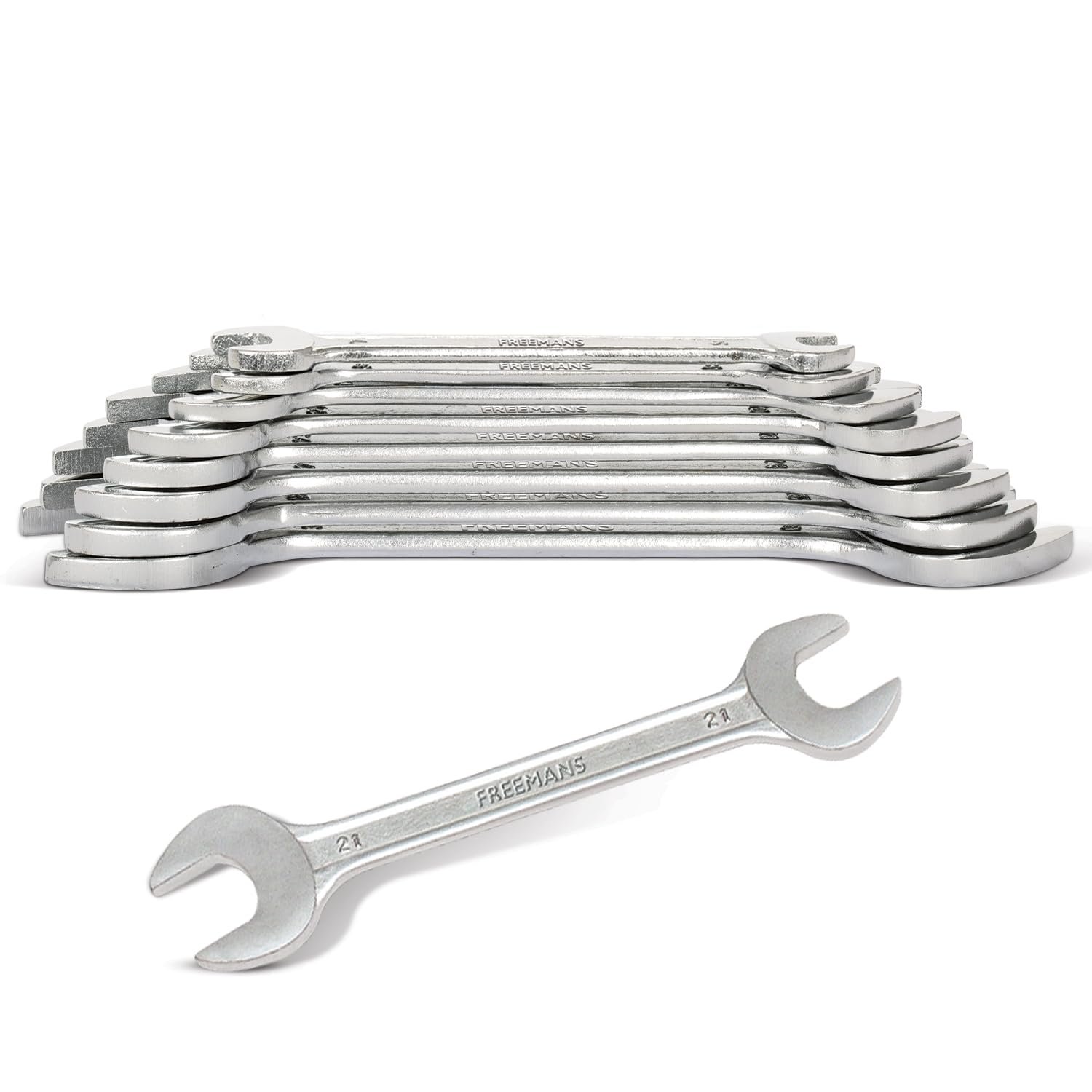 FREEMANS DS08 Double Open End Spanners Wrench - Set of 8 Piece With Chrome Vanadium Steel and Bright Chrome Panel for Better Resistance to Corrosion
