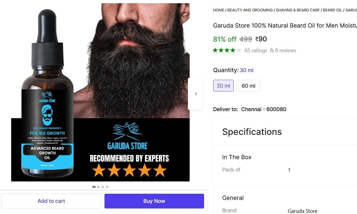 garuda store 100 natural beard oil men moisturizes conditions prevents dandruff hair