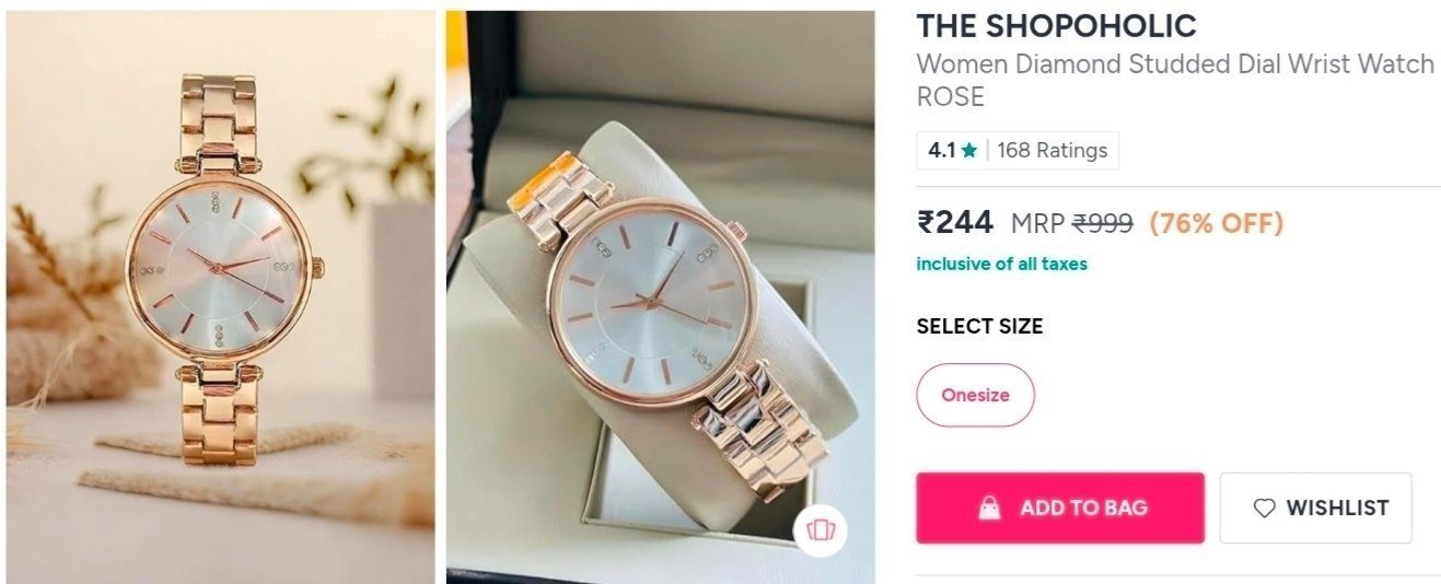 Buy THE SHOPOHOLIC Women Diamond Studded Dial Wrist Watch   ROSE -  - Accessories for Women