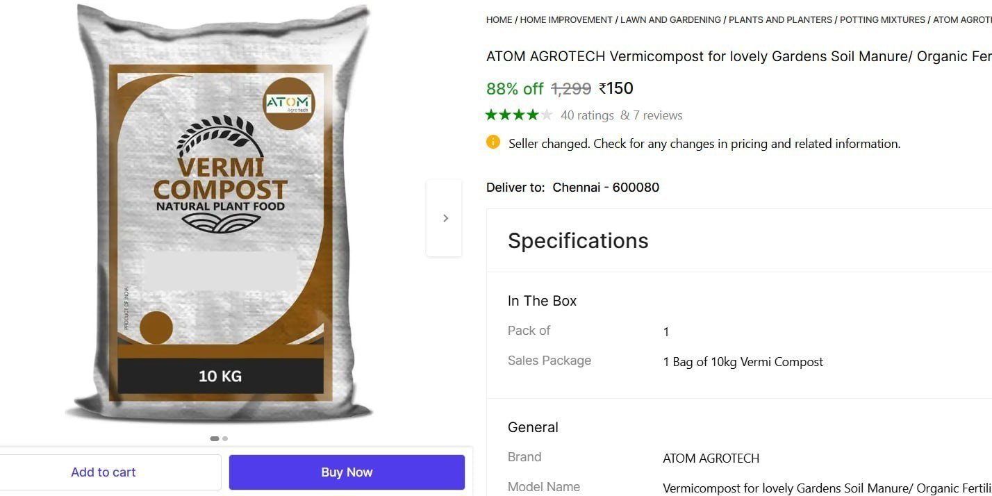atom agrotech vermicompost lovely gardens soil manure organic fertilizer potting mixture