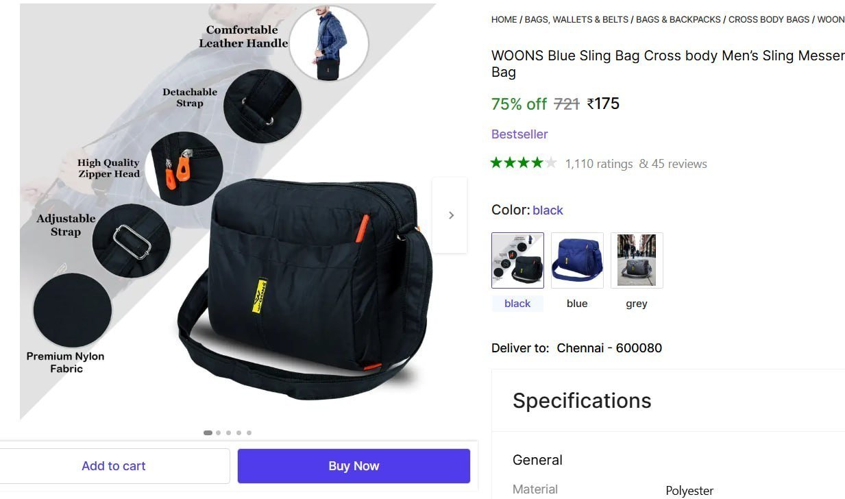 woons blue sling bag cross body mens messenger travel office business west