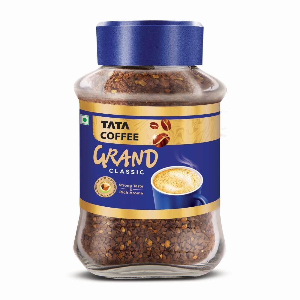 Tata Classic Instant Coffee, 90g Jar, Chicory Mix With Strong Taste & Rich Aroma, With Flavour Locked Decoction Crystals