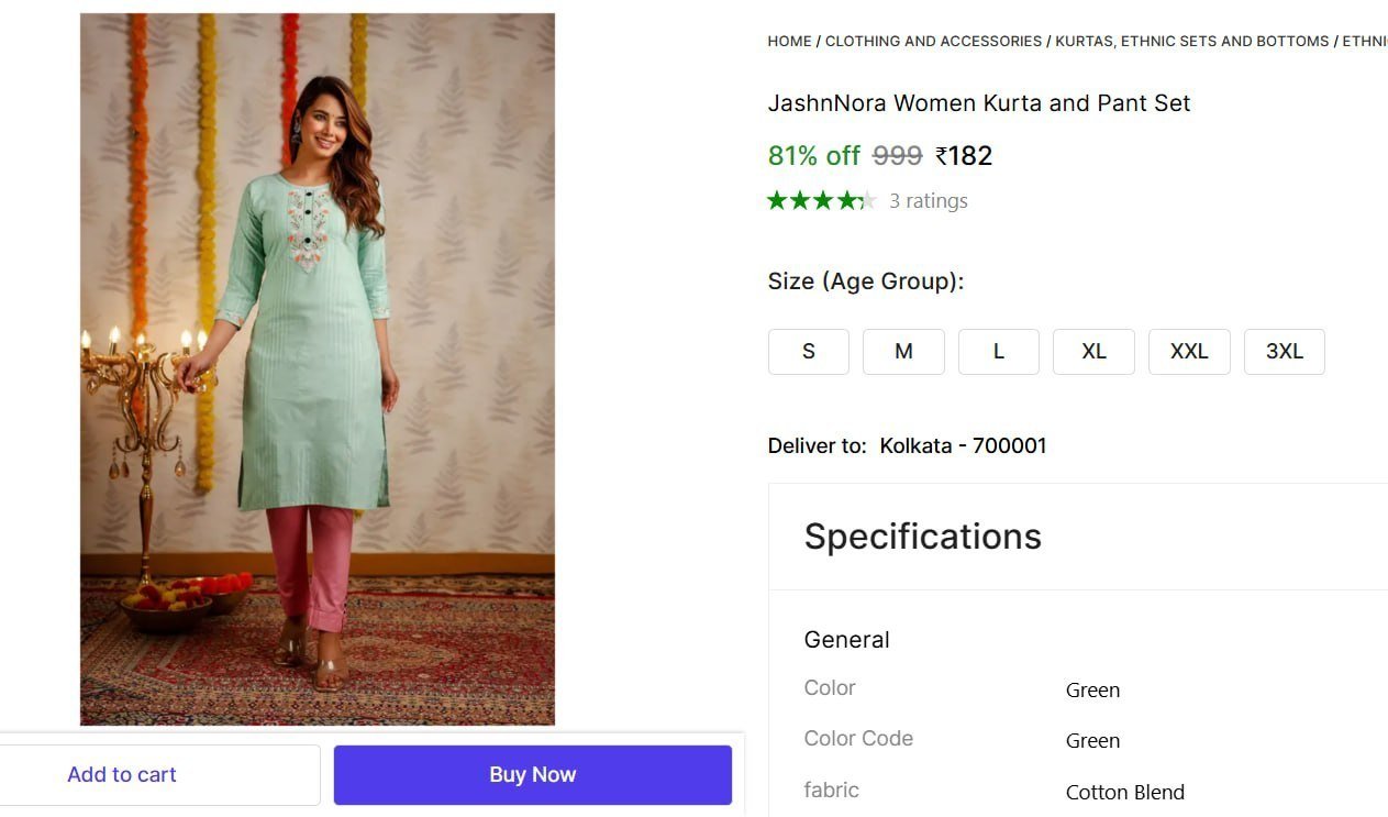 jashnnora women kurta pant set