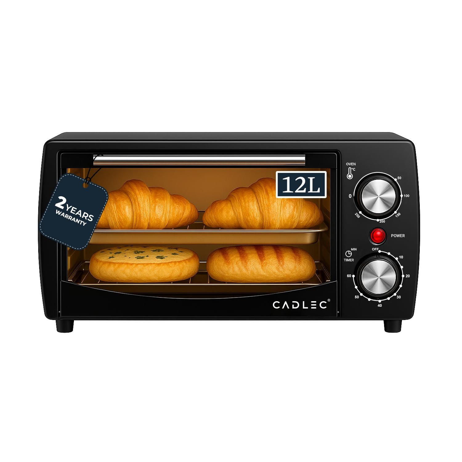 Cadlec Cruise Pro 12L Multi-Function OTG for Kitchen, 1000W Oven Toaster Griller, Bake Grill Toast, Oven for Baking, Adjustable Temperature & Timer, Black, 2 Year Warranty