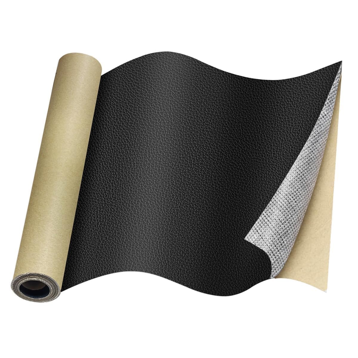 Leather Repair Patch for Couches 30x60 Large Self-Adhesive refinisher cuttable reupholster Tape Patches kit for Couch Car Seats Furniture Sofa Vinyl Chairs -Black (Pack of 1)