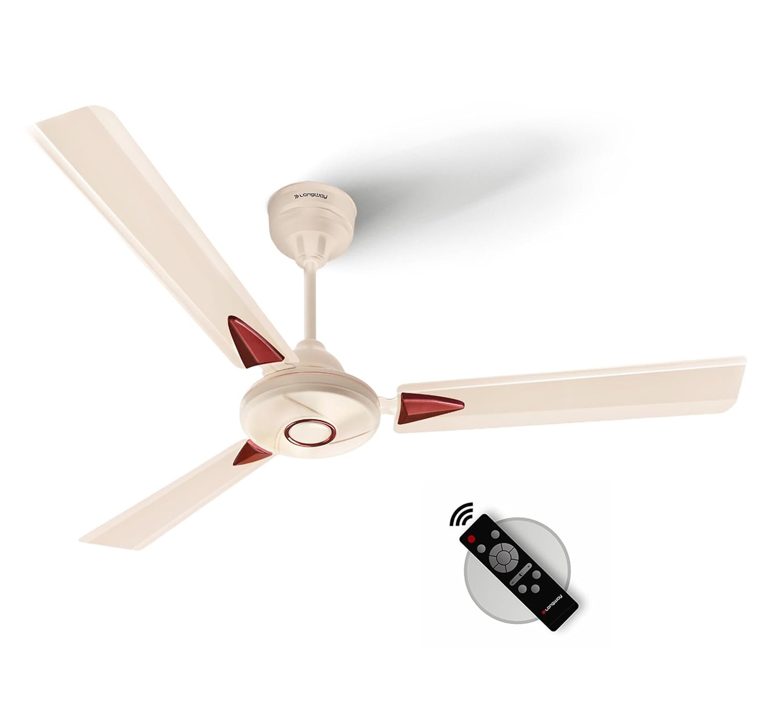 LONGWAY Aero 1200 mm BLDC Ceiling Fan with Remote Control | BEE 5 Star Rated Energy Efficient | Ultra High Speed 3 Blade Anti-Dust Decorative Ceiling Fan | 3 Years Warranty (Ivory, Pack of 1)