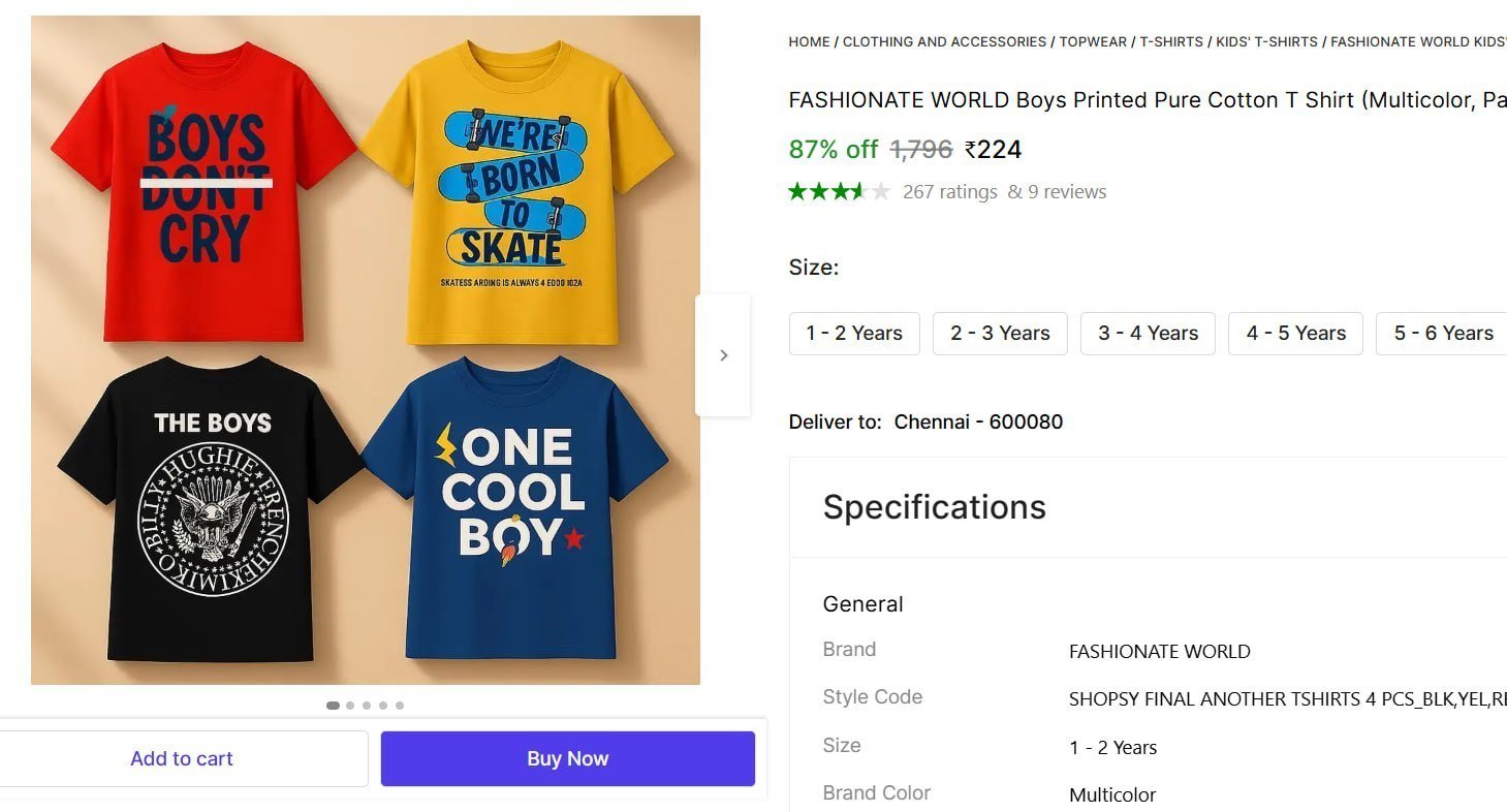 fashionate world boys printed pure cotton t shirt