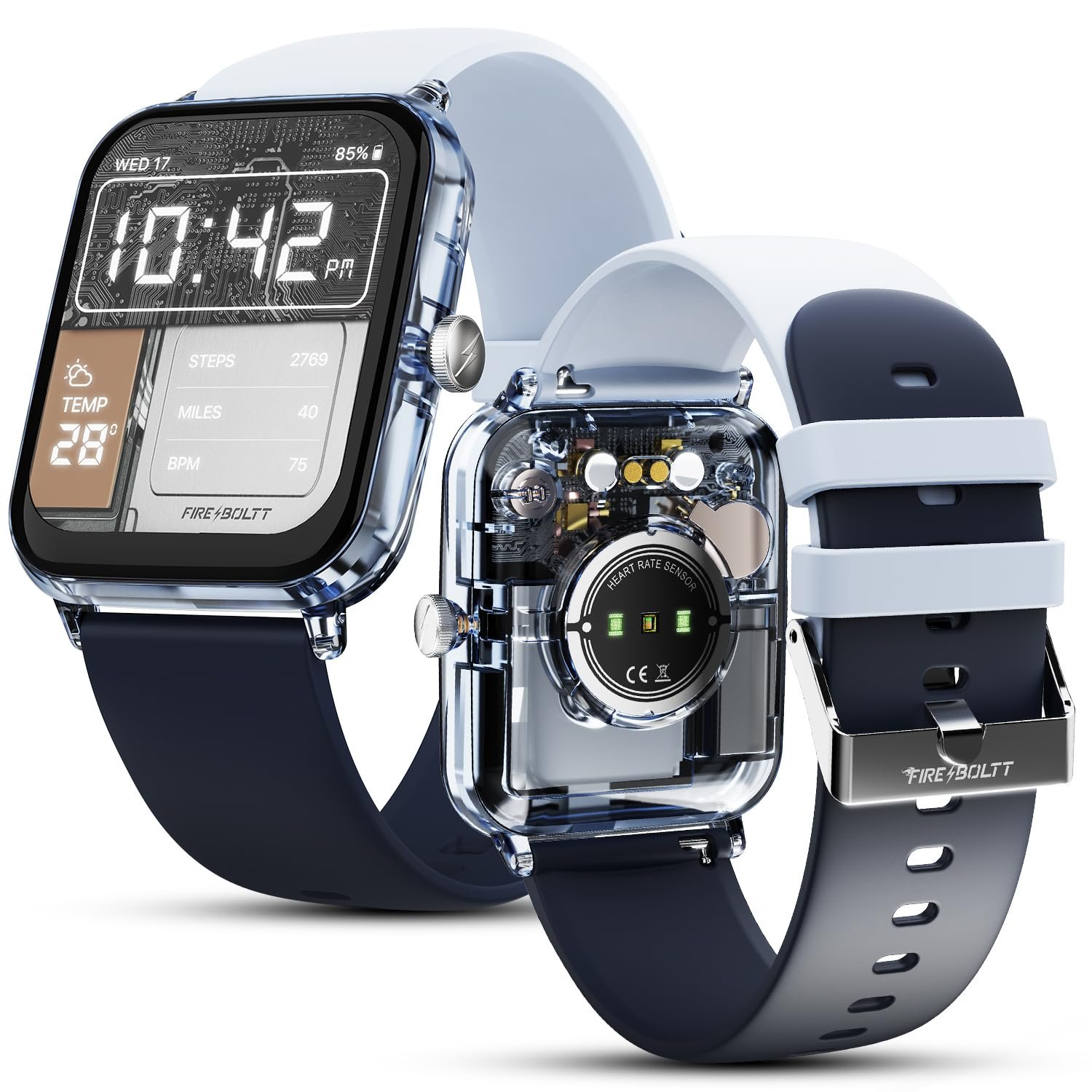 Fire-Boltt Ninja Phantom Smart Watch 1.83” Display, Transparent Clear Body Design, Bluetooth Calling, 120+ Sports Modes, Voice Assistant, AI Outfit Watch Face Smartwatch for Men & Women Stealth Na