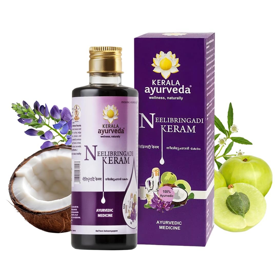 Kerala Ayurveda Neelibhringadi Keram | Hair Oil for Hair Growth | With Indigo, Bhringaraj & Amla | Triple Care Formula | 200ml