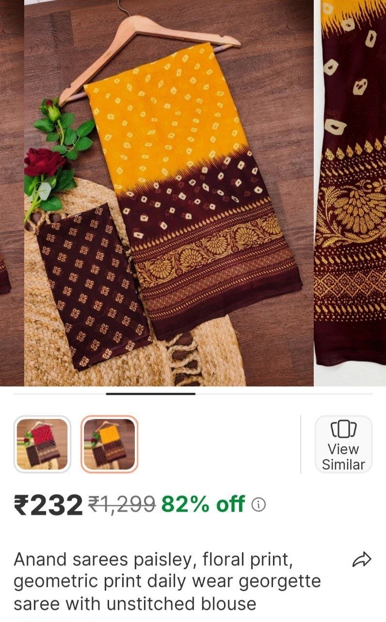anand sarees paisley floral print geometric print daily wear georgette saree with unstitched blouse