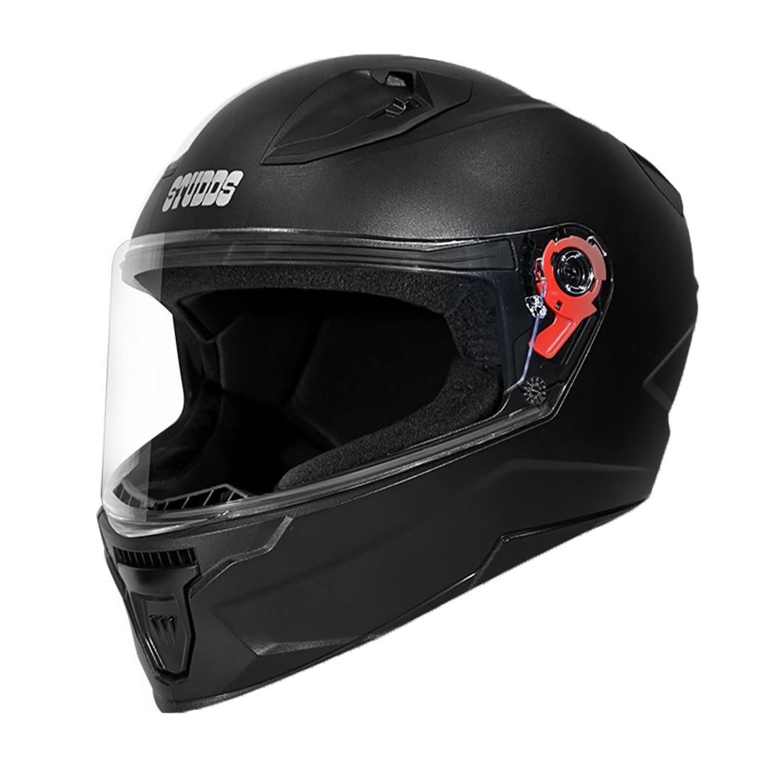 STUDDS Raider Street ISI Certified Full Face Helmet for Men and Women with Clear Visor (Black - XL)