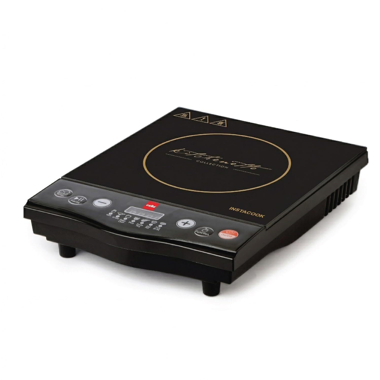 CELLO Blazing Instacook Induction Cooktop Stove 1600 Watts Black | Safe & Reliable, Customized Preset Menu, 8 Stage Power Settings, Overheat Protection | For All Types of Utensils | 1 Year Warrant