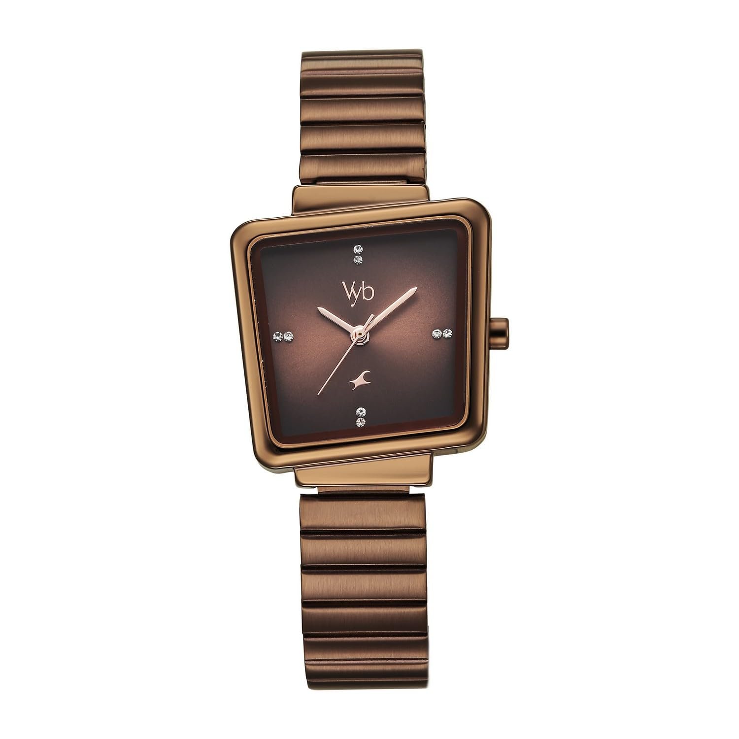 Fastrack Vyb 6.0 Striker Quartz Brown Shaped Dial Women's Watch | Stainless Steel Strap Material | Watches for Women Analog | Girl's Analog Watches - FV60098QM01W