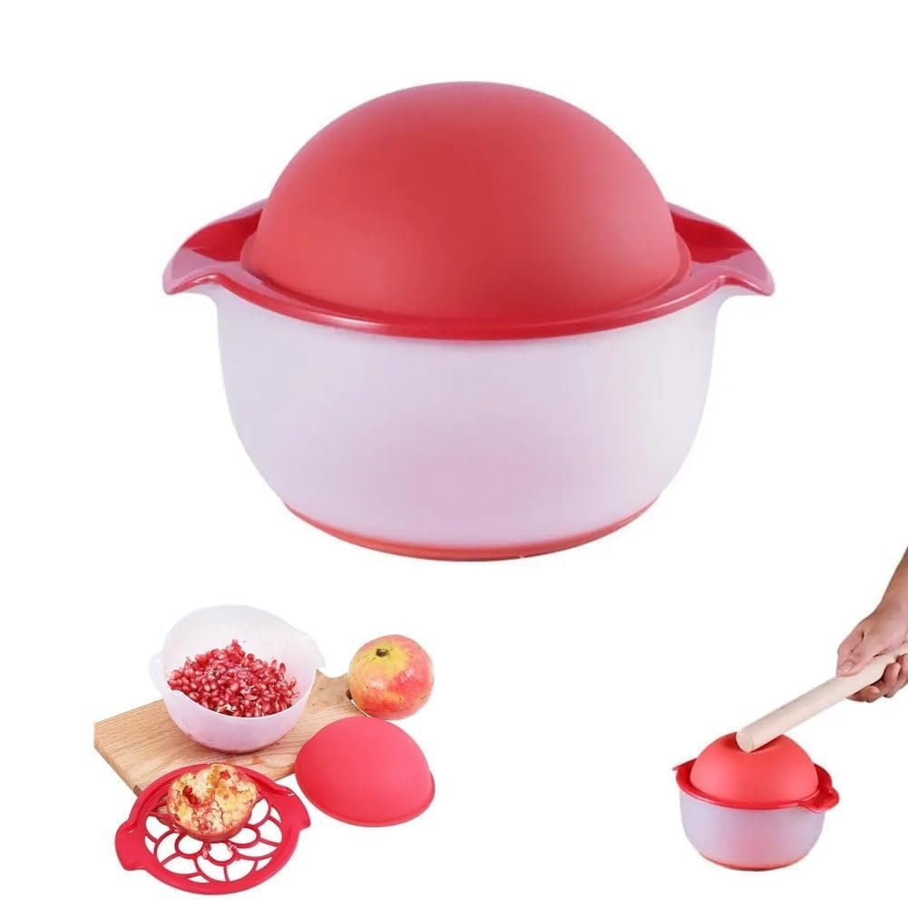 Pomegranate Peeler Silicone Deseeder with Bowl, Pomegranate Arils Removal Tool, Anti-Slip Seed Separator, Manual Pomegranate Seeder Remover, Easy Fruit Peeling Machine Kitchen Gadget