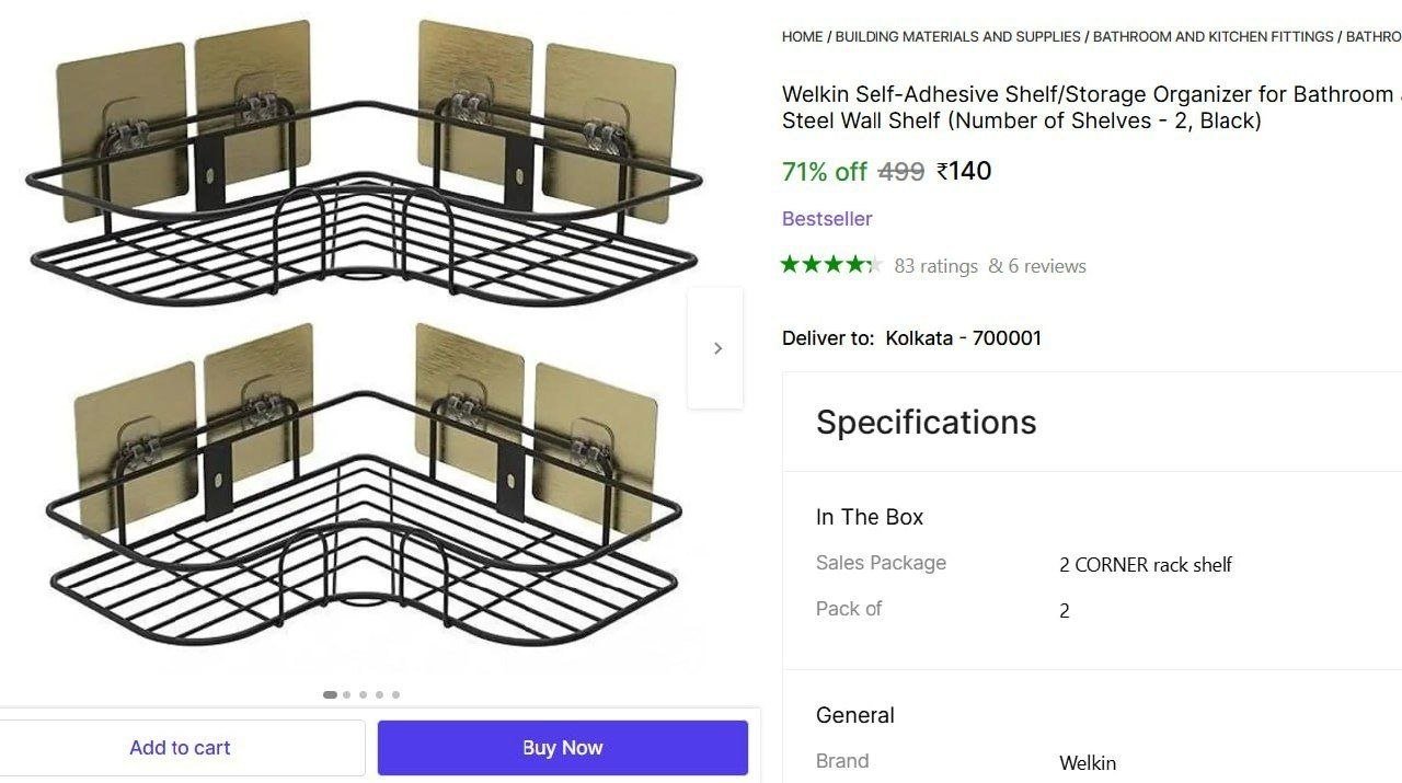 welkin self adhesive shelf storage organizer bathroom kitchen corner pack 2 stainless steel wall she
