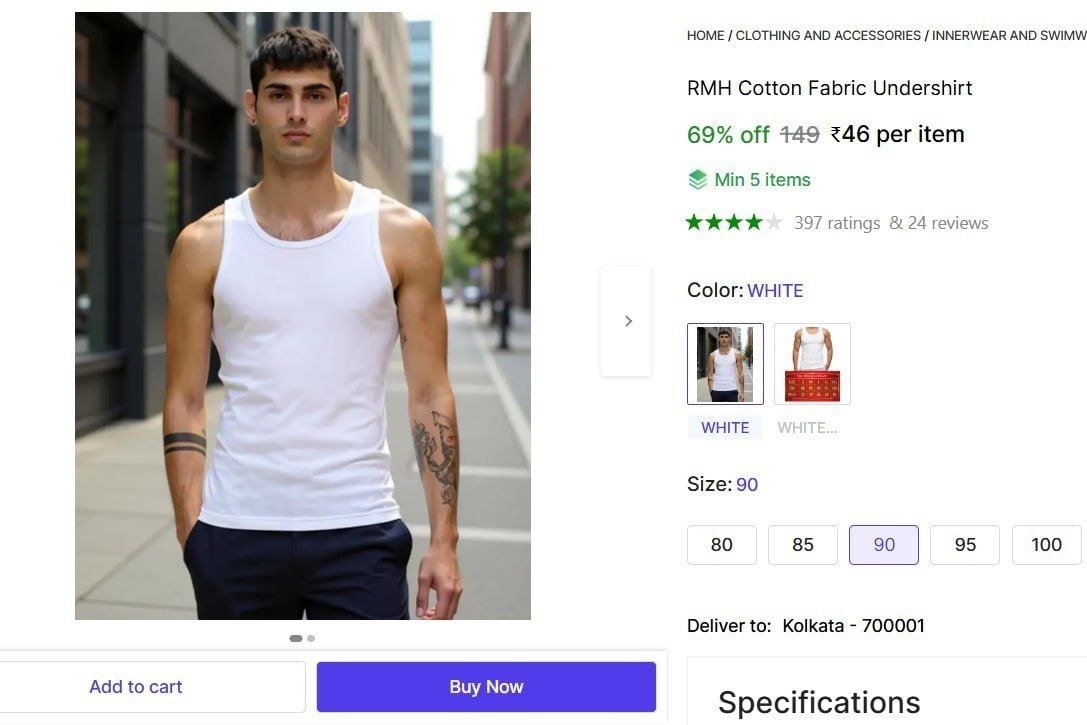 rmh cotton fabric undershirt
