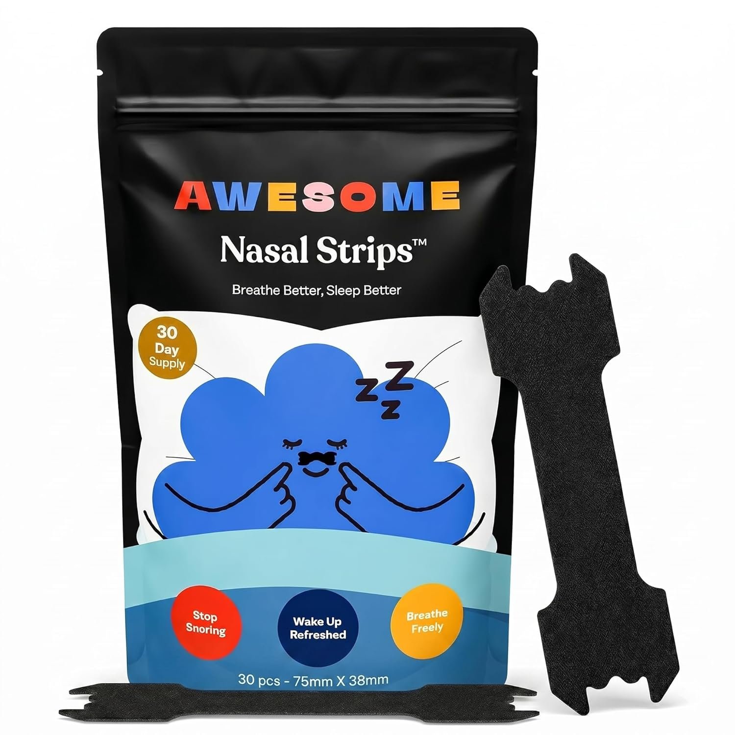 AWESOME Nasal Strips for Snoring Relief & Easy Breathing, 30 Count