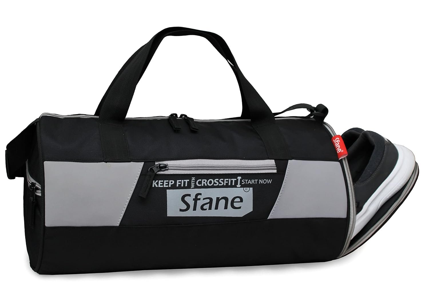 Sfane Men & Women 9.05 inches Gym Bag/Duffle Bag/Sports Bag/Shoulder Bag/Sports Bags/Gym Bags for Men & Women with Shoe Compartment (Black)